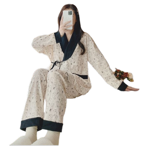 月子服春秋产后棉质日式孕妇和服睡衣夏季怀孕期哺乳产妇喂奶套装