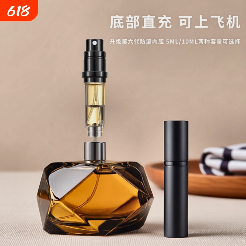 High-End Portable Perfume Refillable Bottles, Bottom-Fillable Empty Bottles for Designer Samples, Premium Spray Bottles