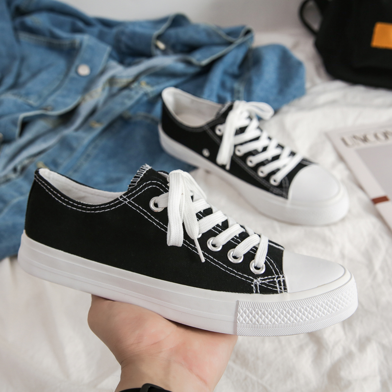 Simple White With Black Backgroundnew pattern Spring and summer Chaota Men's Shoes ventilation canvas shoe male Korean version Graffiti skate shoes male student leisure time Low Gang shoes