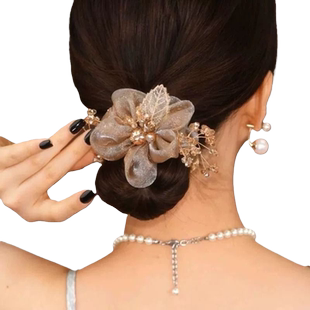 网红2024新款韩系头花大肠发圈高级感头绳女扎头皮筋花朵头饰夏季