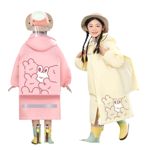 儿童雨衣女孩男童全身小学生上学专用带书包位加厚雨披可爱透明