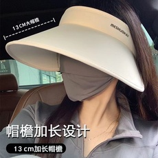 Защитные приспособления для головы 空顶防晒帽女防紫外线大帽檐遮阳帽2024夏季新款冰丝黑色太阳帽子