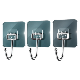 不锈钢挂钩贴强力粘钩挂钩免打孔无痕粘胶承重粘贴厨房透明浴室