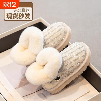 Children's snow boots, girls' shoes, cotton shoes, 2025 winter baby snow cotton little girl's boots, velvet, thickened and non-slip