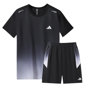 夏季新款休闲运动短裤套装跑步健身篮球训练吸汗透气男士t恤五分