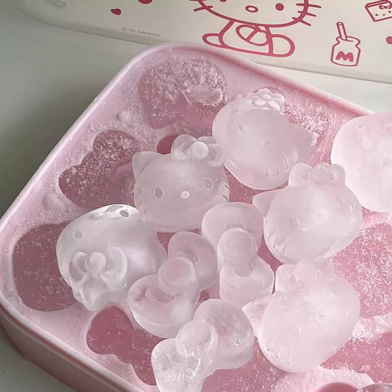 hellokitty 아이스 큐브 곰팡이 가정 음식 등급 대형 실리콘 귀여운 만화 아이스 박스 대용량
