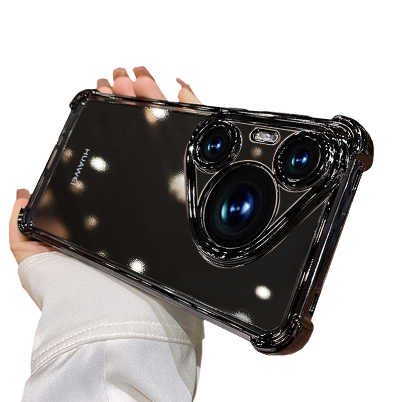 大气囊防摔适用华为pura70pro手机壳新款pura70ultra透明电镀p70四角加厚pro+镜头全包mate60高级感硅胶5外壳