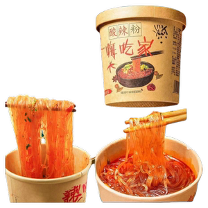 淘工厂嗨吃家酸辣粉免煮冲泡桶装宵夜重庆口味酸辣麻辣宵夜包邮