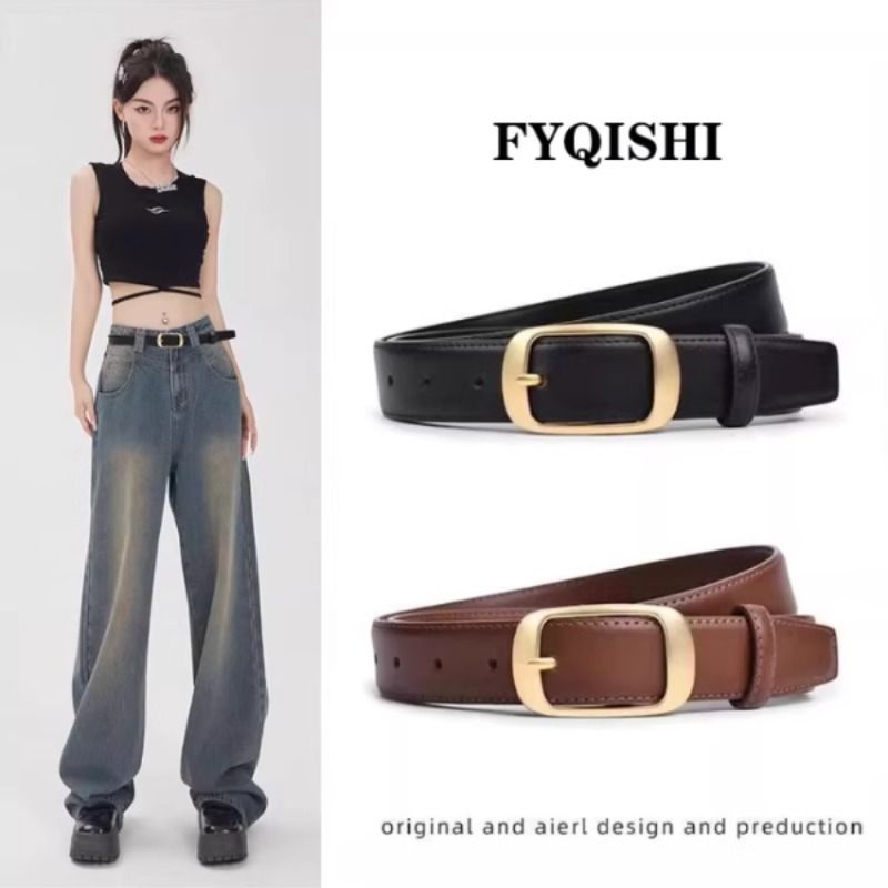 Women's Black and Red Leather Belt, Versatile and Stylish with a High-End Feel, Pin Buckle, Fashionable Jeans Belt, Korean Style, Simple Design Women's Black and Red Leather Belt, Versatile and Stylish with a High-End Feel, Pin Buckle, Fashionable Jeans Belt, Korean Style, Simple Design