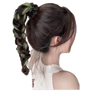 假发辫子挑染马尾女多巴胺麻花辫量彩色发束仿真发长卷发丸子头