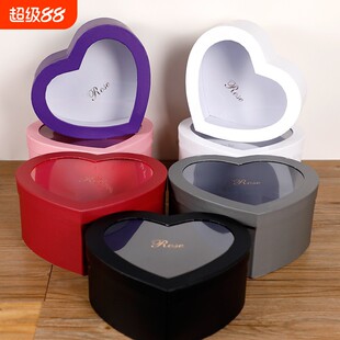 День святого валентина цветы роз связка коробку два комплекта пирсинг сердце автозагар Цветочная коробка прозрачный окно цветок подарок