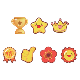 儿童奖励磁贴家用卡通贴片白板黑板磁力贴磁铁教具红花星星冰箱贴宝宝表扬片小组磁吸磁性奖杯大拇指小朋友