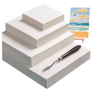 油画棒专用纸油画纸加厚200g正方形10cm空白绘画画纸特种纸蜡笔素描卡纸儿童小学生刮刀工具套装白色肌理镂空