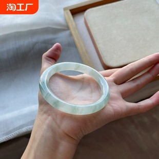 Natural Xinjiang Tianshan Cui Bracelet Guofeng Ice Jade Bracelet Ice Flower Flower Women's Bracelet Women's Circle Baiyue Mountain Mountain