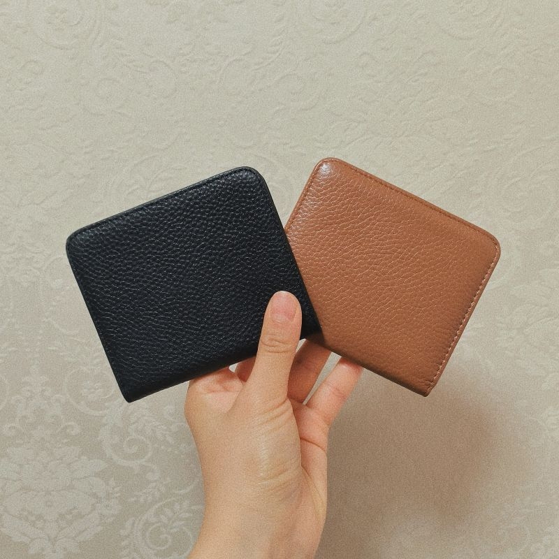 Ultra-Thin Small Wallet for Women, Short Style, Three-In-One, Compact Mini Leather Wallet, Small Card Holder, Id Holder, Black, Pink, Purple