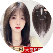 Swiss net wig piece real hair full human hair white hair female head replacement piece fluffy hair volume bangs wig