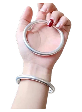 新款镀银仿色古法手镯传承男女款实心情侣网红饰品现货足银圈口