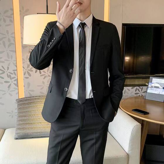 西服外套男士商务修身小西装休闲职业正装新郎伴郎结婚春男生婚礼