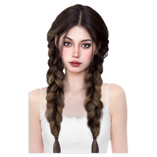 假发辫子女挑染小辫子量发束编发彩色假发圈高马尾麻花辫多巴胺