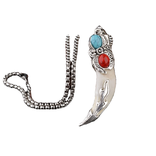 个性民族风狼牙项链钛钢男女百搭霸气吊坠挂饰复古长款毛衣链