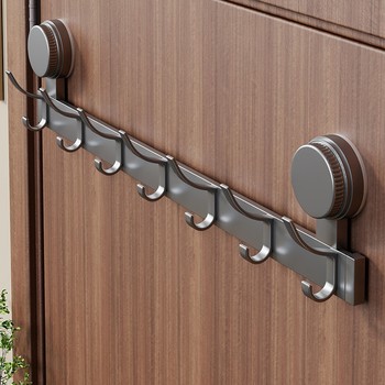 Snap hook towel rack behind suction cup door