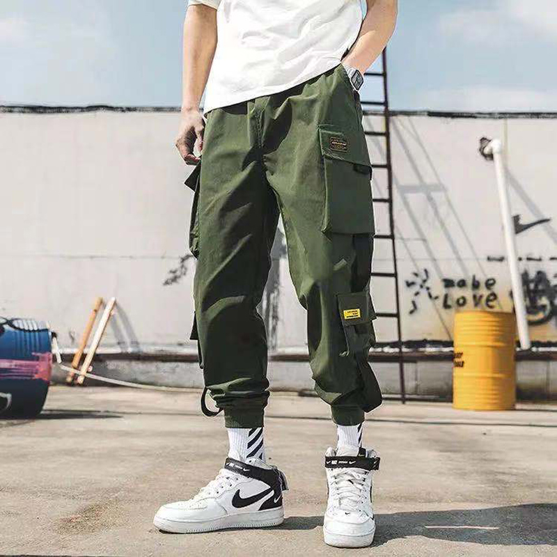 Z01 Army Green Overallstrousers male summer Thin Overalls man Casual pants teenagers Korean version easy Tie one's feet Nine points Pencil Pants male