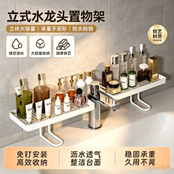 Vertical Faucet Storage Rack Bathroom Washbasin Wall-Mounted No-Drill Sink Organizer