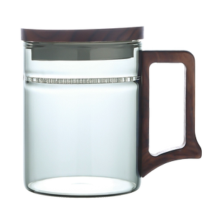 高颜值月牙过滤杯茶杯木把玻璃高硼硅耐热玻璃分离泡茶器办公室