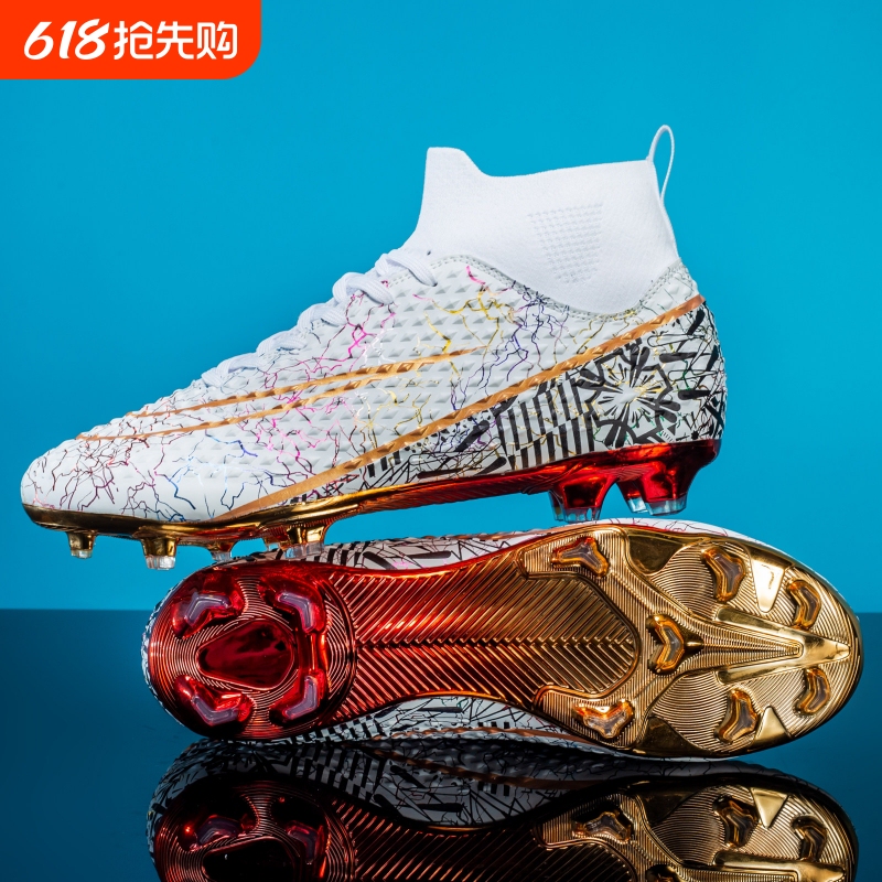 Cristiano Ronaldo and Messi High-Top Football Shoes New Product for Boys and Girls Cr7 Long and Short Ag Spikes Non-Slip Gold Sole Adult Training Shoes
