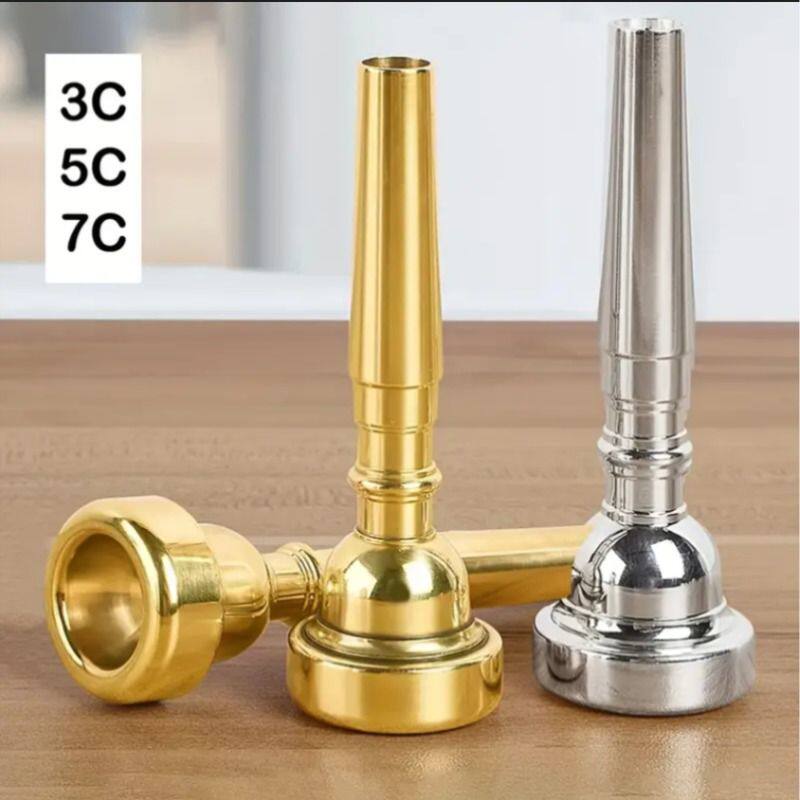 B♭トランペット用マウスピース、真鍮銀メッキマウスピース、金メッキマウスピース、汎用トランペット用マウスピース（3C、5C、7C）。