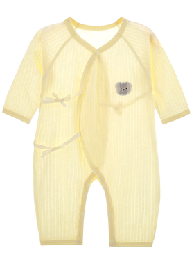 新生儿衣服纯棉a类蝴蝶衣夏季超薄款春长袖护肚空调服婴儿连体衣
