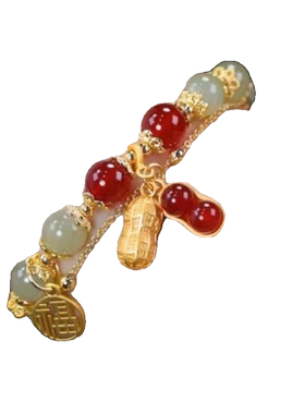 好事花生福牌气质手链女潮新款双层叠戴轻奢高档个性手工编织朱砂