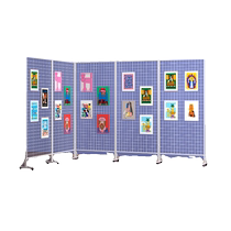 Grid display rack folding painting kindergarten outdoor art floor rack mobile bold storage fixed exhibition room