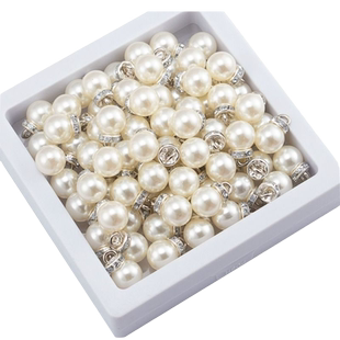 DIY手工饰品配件水滴仿珍珠镶钻吊坠高亮珍珠耳环耳坠胸针配件