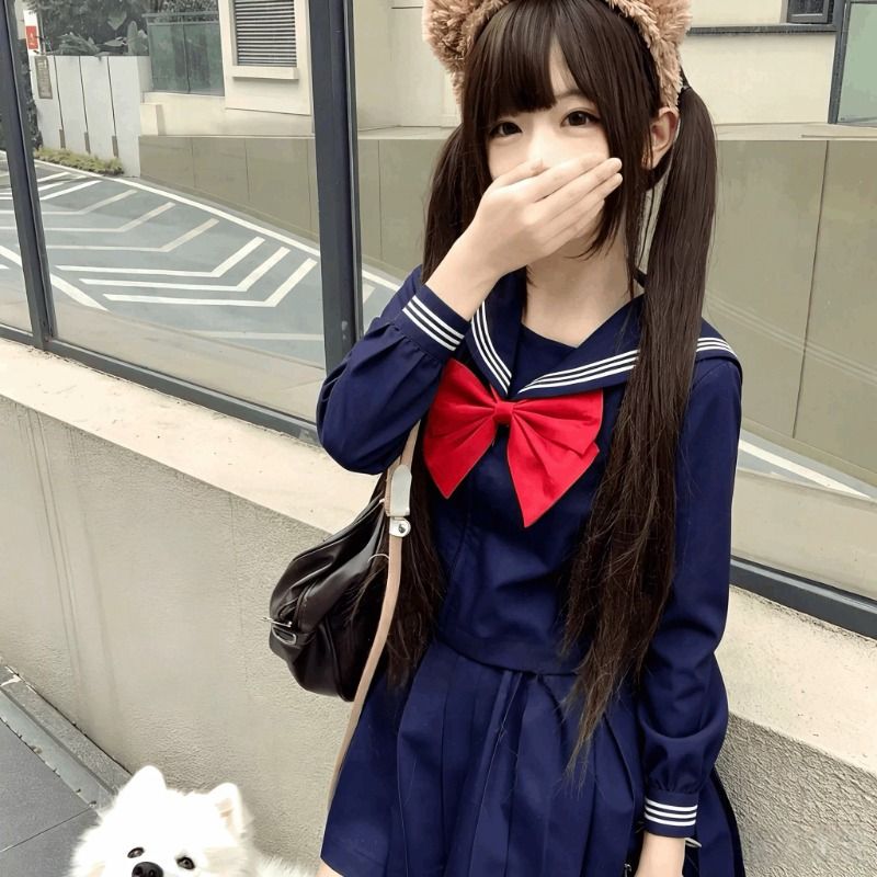 Rainbow Warriors Scottish Sailor Uniform Set for Women Jk Uniform Cute Girl Bow Short-Sleeve Pleated Skirt Bl Classic Series Rainbow Warriors Scottish Sailor Uniform Set for Women Jk Uniform Cute Girl Bow Short-Sleeve Pleated Skirt Bl Classic Series