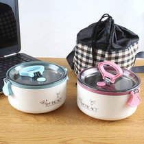 304 stainless steel material childrens thermal insulation lunch box Female lunch box round primary school canteen special lunch box