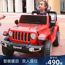 Remote control car leather Mount stroller baby four-wheel double 2021 soft wheel four-wheel drive rod design off-road vehicle double door