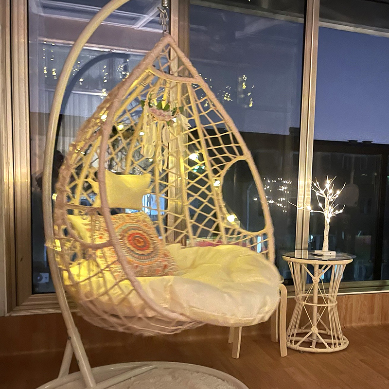 Hanging Basket Chair Indoor Swing chair Home Balcony Cradle Folk Sleeping room Hanging blue net red Bird's nest Leisure hammock chair-Taobao