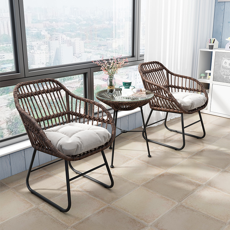 Balcony small table and chair tea table and chair combination outdoor greenhouse leisure net red tea table chair small light luxury three-piece set