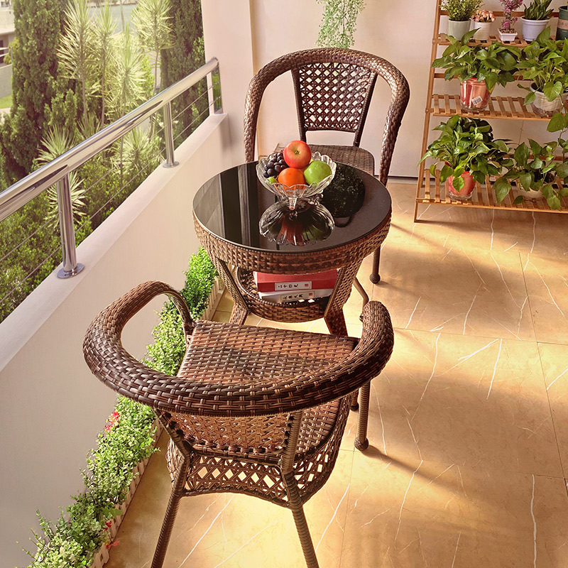 Balcony small table and chair tea table and chair combination rattan chair three-piece tea table outdoor courtyard leisure chair rattan chair