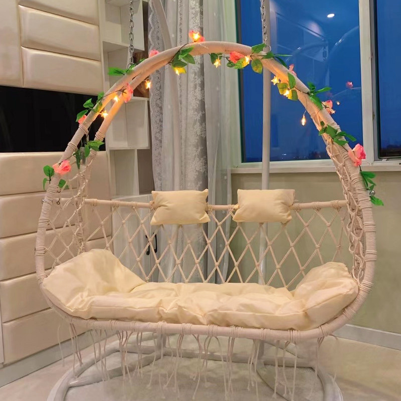 Hammock hanging chair bedroom swing indoor adult tassel homestay home hanging double double-bar hanging basket cradle chair