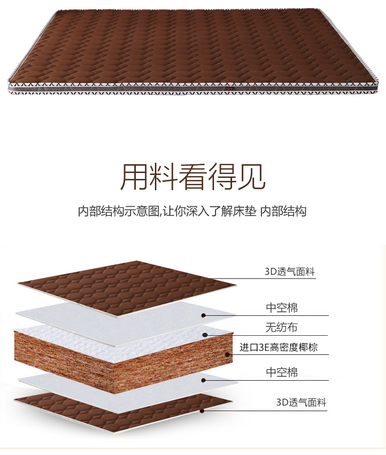 Zongdian 3E dừa cọ cọ cứng nhắc latex nệm Simmons 1,2 mét 1.8m1.5 nệm custom-made trẻ em chăm sóc cột sống - Nệm nệm 1 người