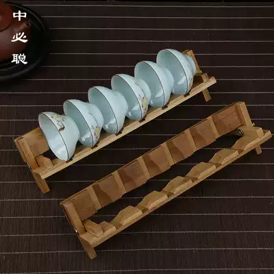 Kung Fu tea cup shelf tea set storage shelf solid wood drain rack tea set accessories coaster cup holder storage box