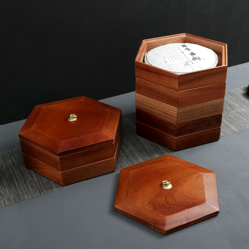 Pu'er tea cake box solid wood unpainted rosewood high-end household multi-layer drawer storage cabinet tea white tea storage box
