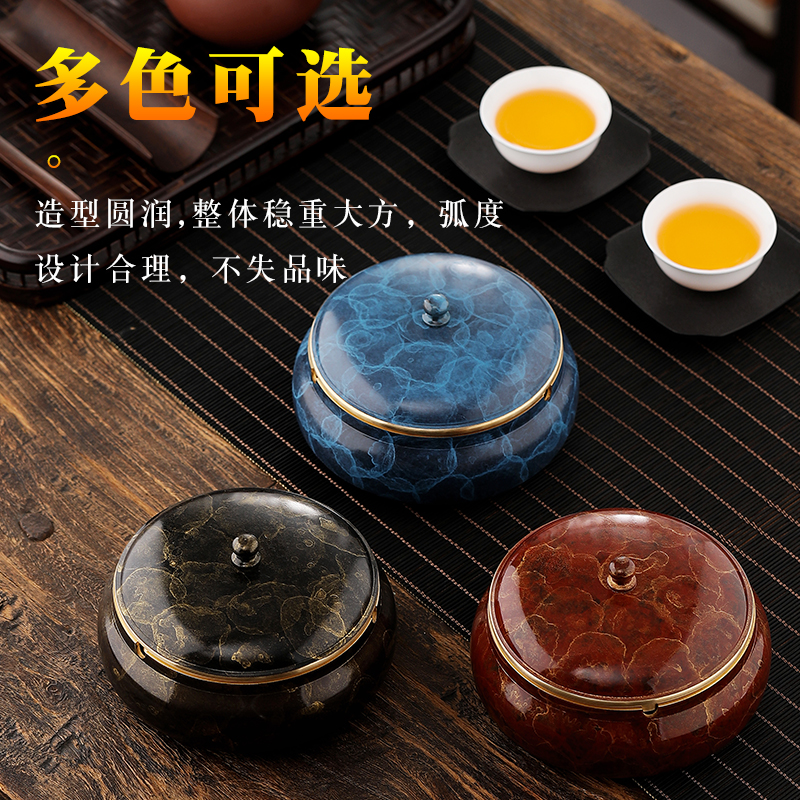 Pure Copper Cigarette Ashtrays High-end Home Office Living Room Swing Piece Creative Personality Trend Anti Fly Ash size Number with lid