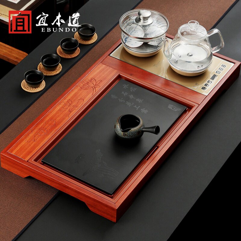 Solid wood tea sea fully automatic one rosewood tea tray set home living room office tea making tea table kettle
