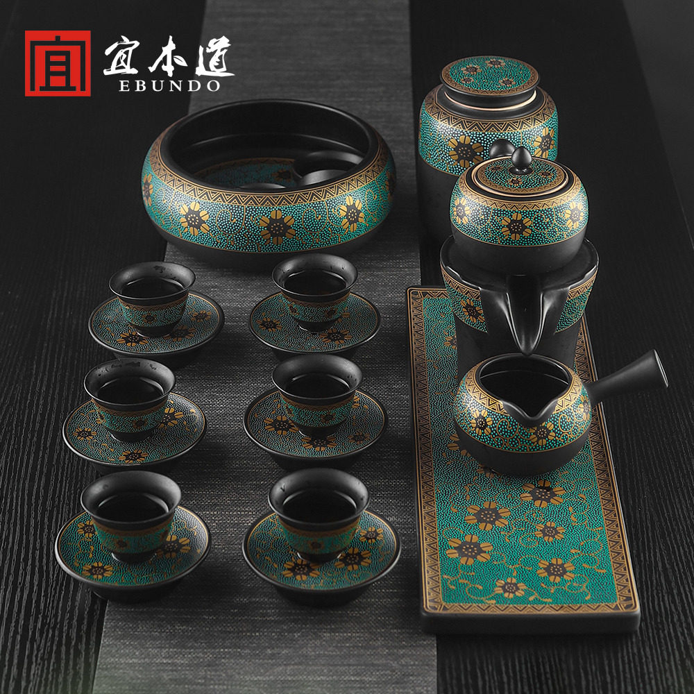 ceramic semi-automatic tea infuser tea infuser tea infuser creative graphite tea set household accessories teapot teacup 