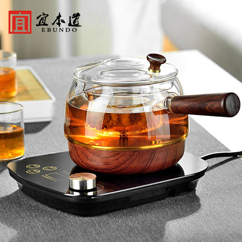 Side-handled glass teapot set household automatic tea-making teapot electric hot flower tea self-cultivation pot small tea maker