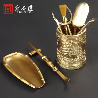 Bronze tea ceremony six gentlemen set Tea three pieces tea knife tea spoon tea clip kung fu tea accessories complete set