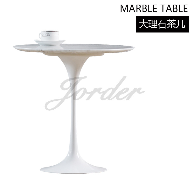 Nordic light luxury Simple modern Marble table Round coffee table Tulip metal edge Art creative corner